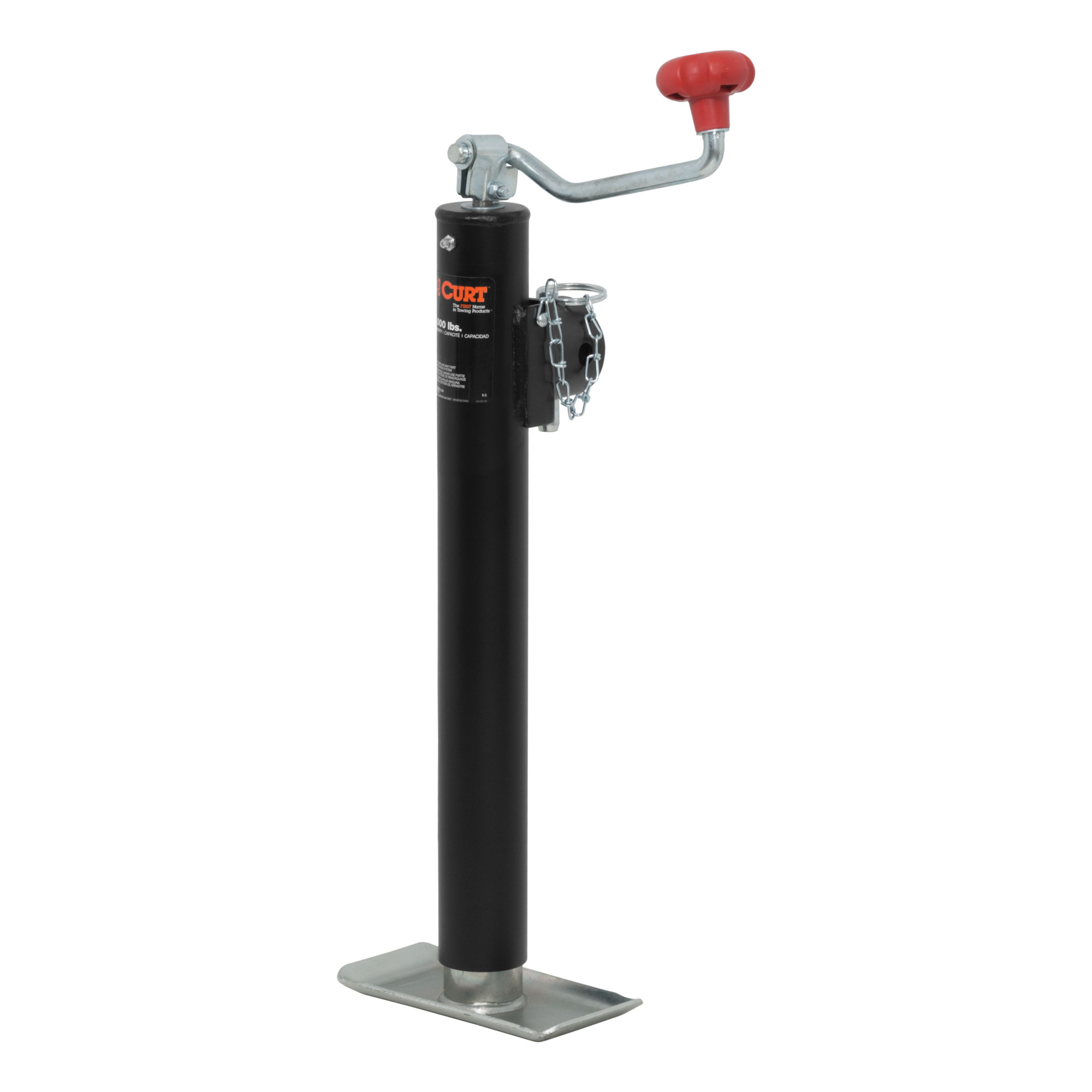 Curt Manufacturing, Pipe-Mount Swivel Jack w Top Handle 2000 lbs, 15in. Travel, Model# 28323